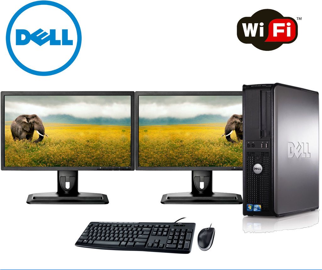 Dell Optiplex Desktop PC Tower - Factory Refurbished- 1 TB with Dual 22 inch Monitors - Includes 2 year warranty